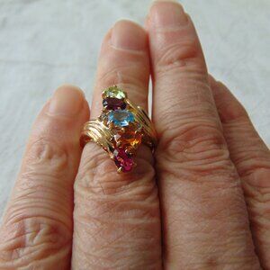 vintage colorful gemstones ring sz. 7-1/2